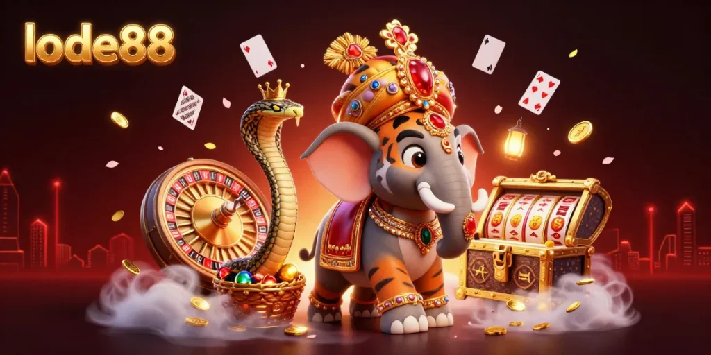 Experience casino gaming excitement with lode88 featuring a vivid maharaja and jewels.